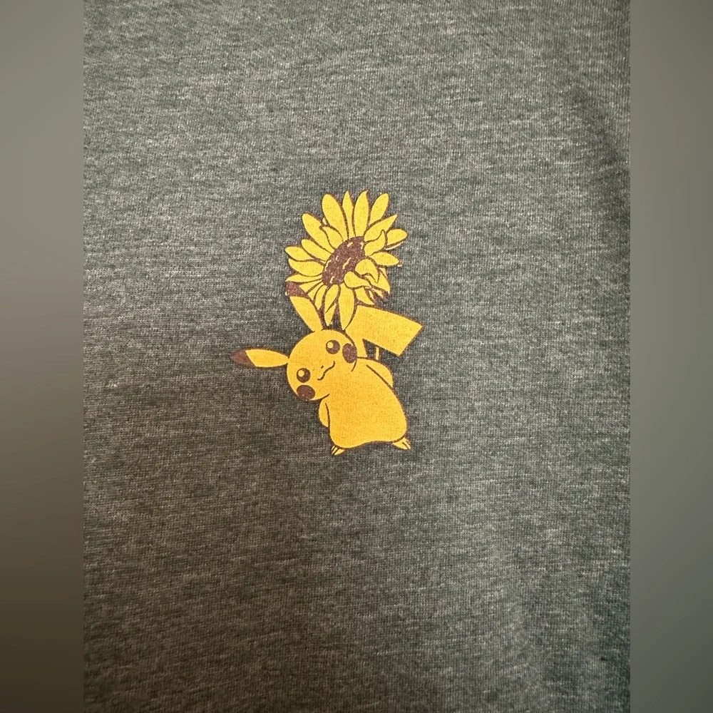 Pikachu & Sunflora Pokémon Unisex Green Hoodie Size Small - Picture 5 of 13